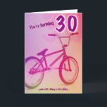 BMX Birthday Card - You're Turning 30 Karte<br><div class="desc">Great for dads,  husbands,  sons,  friends,  or any guy turning 30 who rides "kid's bikes"! Customizable to place your own greeting on the inside of the card.</div>