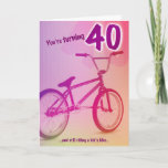 BMX Birthday Card - You're Turning 40 Karte<br><div class="desc">Great for dads,  husbands,  sons,  friends,  or any guy turning 40 who rides "kid's bikes"! Customizable to place your own greeting on the inside of the card.</div>