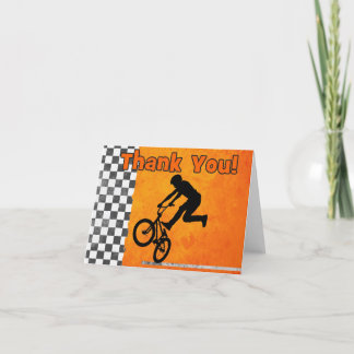 BMX-Fahrrad-Jungs-Geburtstags-Dankeskarte Orange Dankeskarte