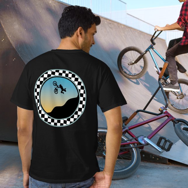 BMX Fahrrad Moto Cross Checkered Round Design T-Shirt (Von Creator hochgeladen)