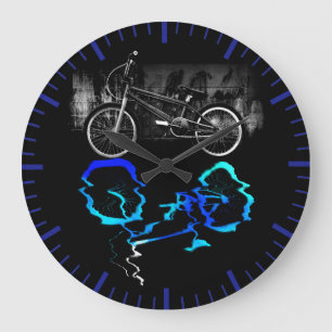 BMX-Fahrradsport Farbige Reflexion Große Wanduhr