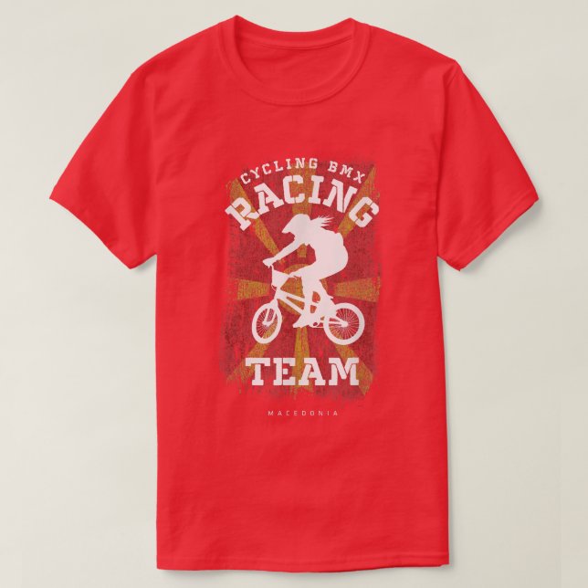 BMX Flag Makedonien Radrennen T-Shirt (Design vorne)