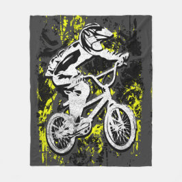 Bmx Flatland - Gray Grunge Bmx Fleece Blanket