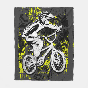 Bmx Flatland - Gray Grunge Bmx Fleece Blanket
