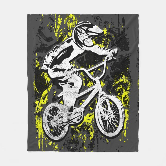 Bmx Flatland - Gray Grunge Bmx Fleece Blanket (Vorderseite)