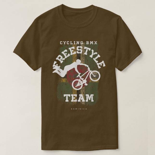 BMX Freestyle Bike Dominica Flag Radfahren BM T-Shirt (Design vorne)
