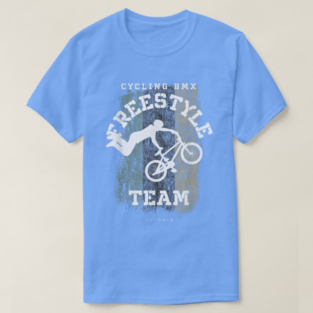 BMX Freestyle Bike Estland Flaggen Fahrradfahren B T-Shirt (Design vorne)