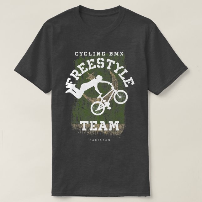 BMX Freestyle Bike Pakistan Flaggen Fahrradfahren  T-Shirt (Design vorne)