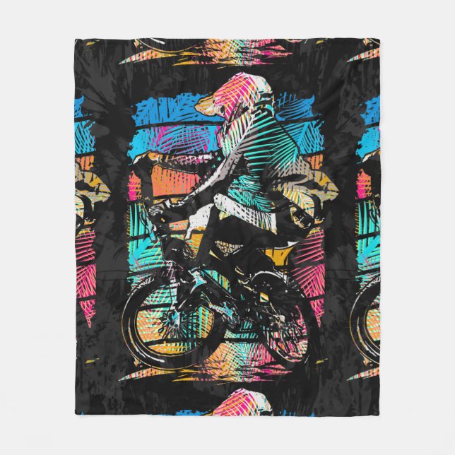 BMX Freestyle - Coole Strand-BMX-Fliesblanke Fleecedecke (Vorderseite)