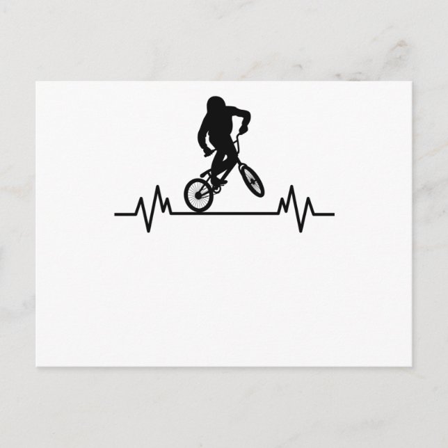 BMX Heartbeat Design Funny Rider Cycling Bike Gesc Postkarte (Vorderseite)