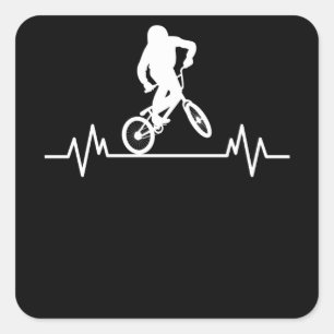 BMX Heartbeat Design Funny Rider Cycling Bike Gesc Quadratischer Aufkleber