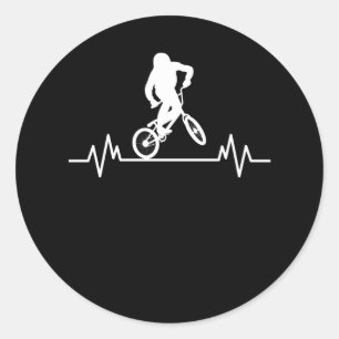 BMX Heartbeat Design Funny Rider Cycling Bike Gesc Runder Aufkleber