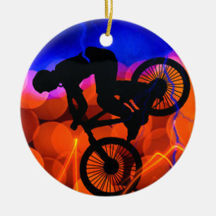 BMX in den hellen Kristallen und im Blitz Keramik Ornament