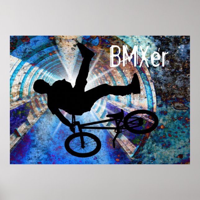 BMX in einem Grunge-Tunnel Poster (Vorne)