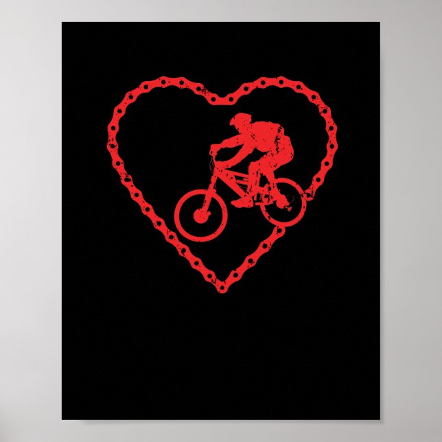 BMX Kette Herz Valentine's Day Biker Poster (Vorne)