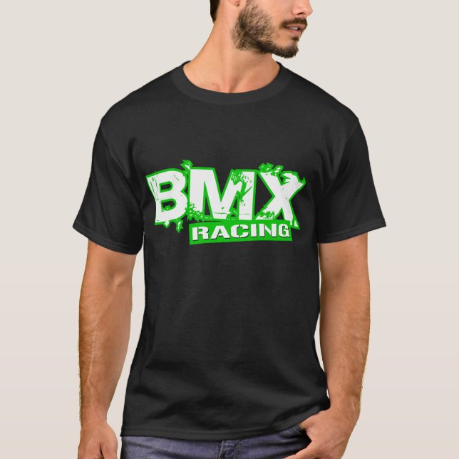 BMX LAUFENDES GRÜNES WEISS T-Shirt (Vorderseite)