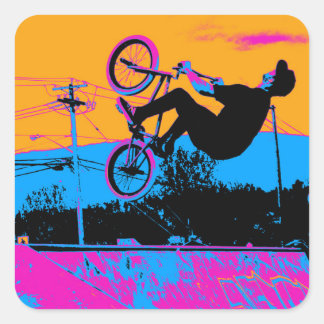 BMX nach hinten gedreht Quadratischer Aufkleber