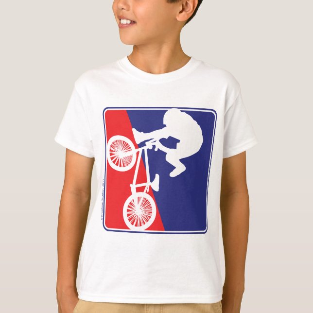 BMX Radfahrer-rotes weißes und blau T-Shirt (Vorderseite)