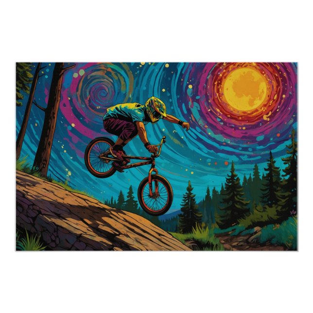 BMX Reiter auf der Berghänge Poster (Vorderseite)