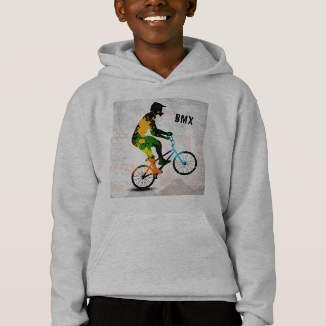 BMX Reiter in den abstrakten Farben-Spritzern Hoodie (Vorderseite)