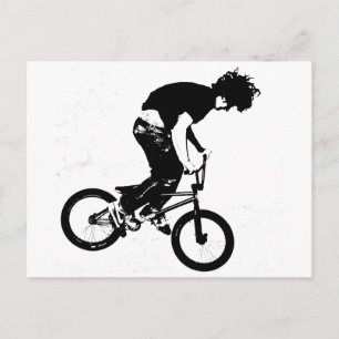 BMX Rider in Schwarz und Weiß Postkarte
