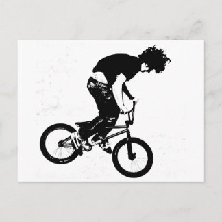 BMX Rider in Schwarz und Weiß Postkarte