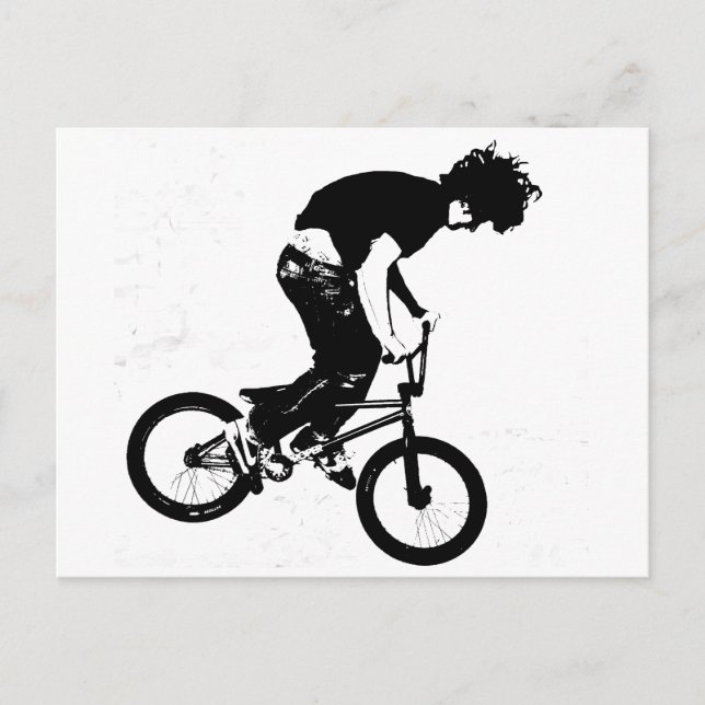 BMX Rider in Schwarz und Weiß Postkarte (Vorderseite)