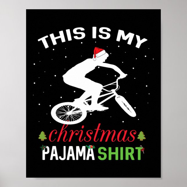 Bmx Rider Xmas T-Shirt Familie passt Pajama Poster (Vorne)