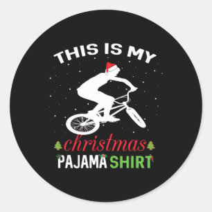 Bmx Rider Xmas T-Shirt Familie passt Pajama Runder Aufkleber