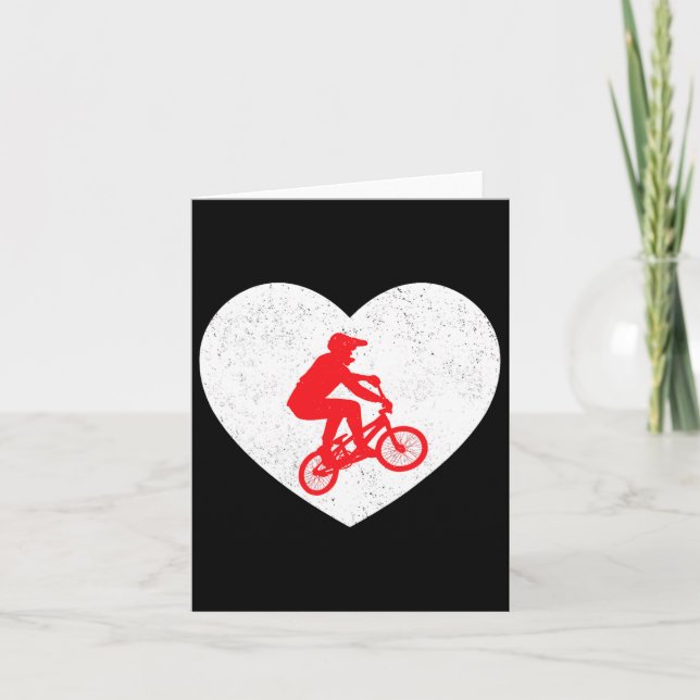 Bmx Silhouette Biker Fahrrad Valentine Herzform Karte (Vorderseite)