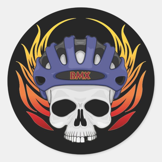 BMX Skull Runder Aufkleber (Vorderseite)