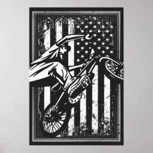 Bmx USA - Amerikanische Flagge - Bmx Poster