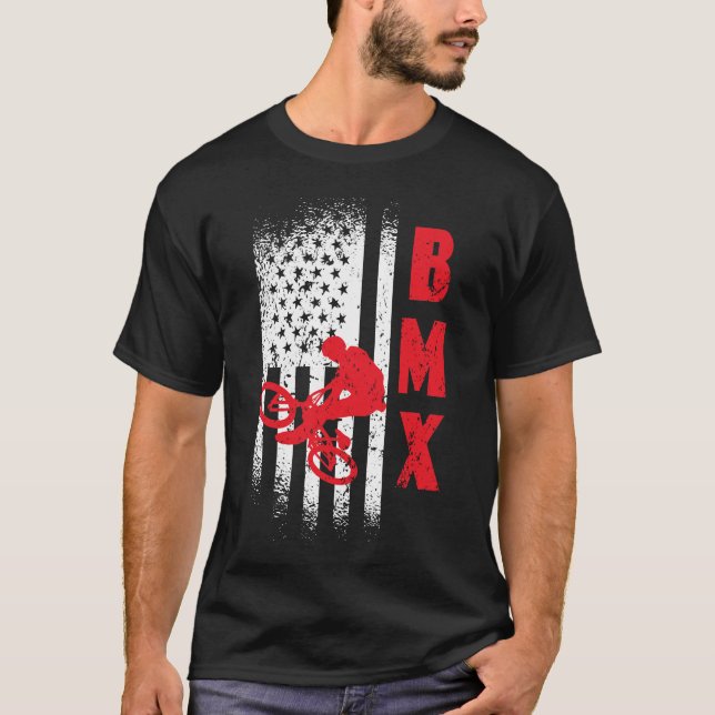 BMX USA - USA - Flaggensport-Fan T-Shirt (Vorderseite)