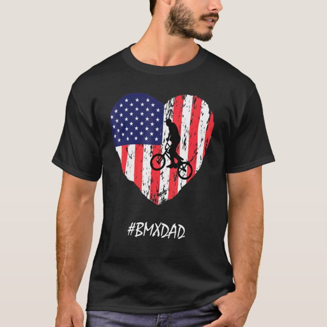 Bmx Vater American Flag Herz Vintag T-Shirt (Vorderseite)