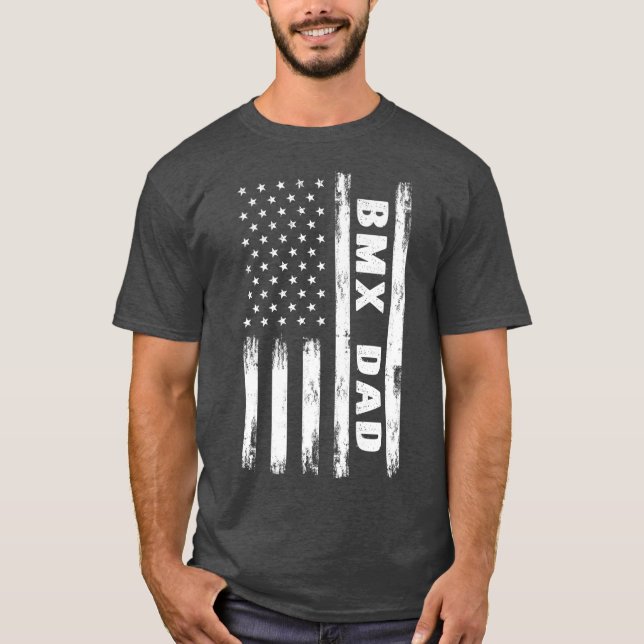 BMX Vater Bicycle Motocross American Flag Grunge T-Shirt (Vorderseite)