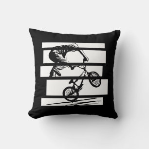 BMX Wheelie Silhouette Urban Lines Kissen