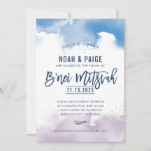 B'NEI MITZVAH handschriftlich, blau und lila