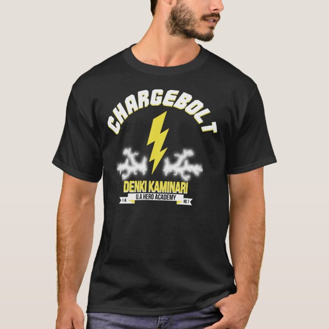 BNHA Chargebolt Denki Kaminari Hero Logo-Zeichen T-Shirt (Vorderseite)