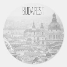 BnW Budapester Landschaft Klassischer Rundaufklebe