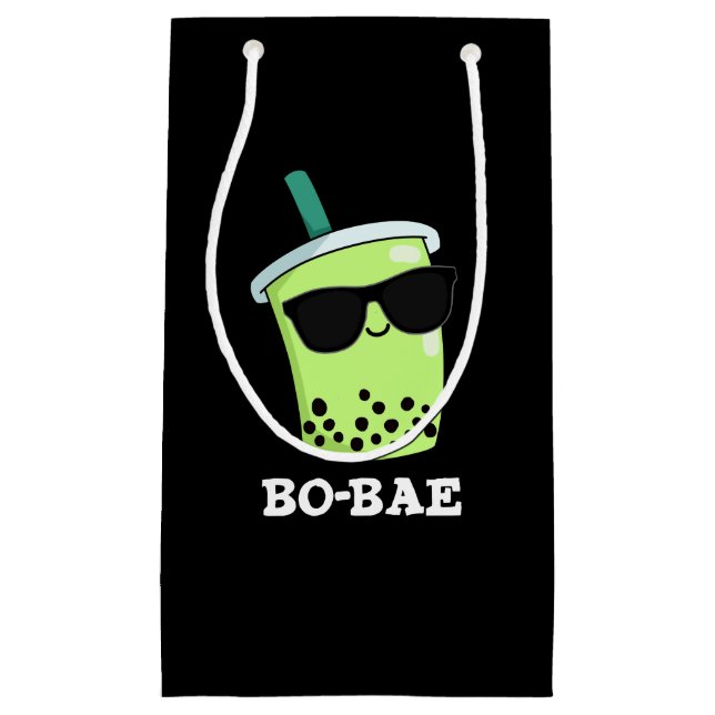 Bo-bae Funny Boba Tea Pun Dark BG Kleine Geschenktüte (Vorderseite)