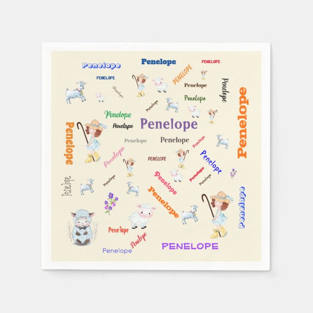 BO PEEP KINDERZIMMER RHYME Word Cloud Name Collage Serviette (Vorderseite)