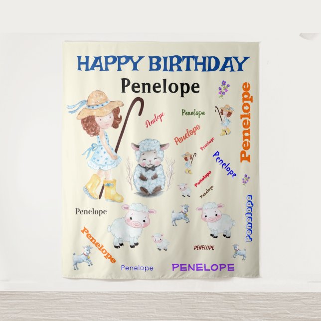 BO PEEP KINDERZIMMER RHYME Word Cloud Name Collage Wandteppich (Vorderseite)