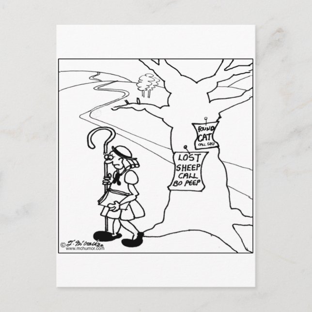 Bo Peep Posts Lost Sheep Sign Postkarte (Vorderseite)