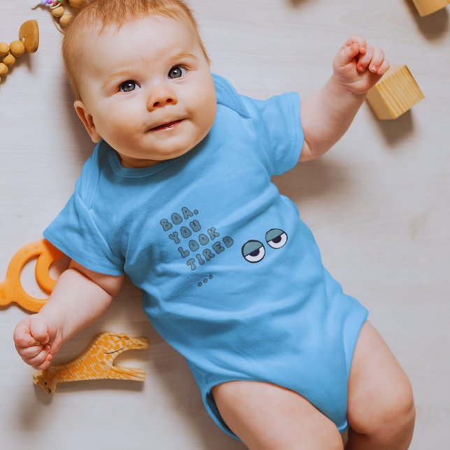 Boa, du siehst müde aus ... (blau) baby strampler (Von Creator hochgeladen)