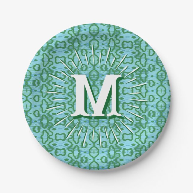 Boa Ripple in Green + Aqua Personalisiert Pappteller (Vorderseite)
