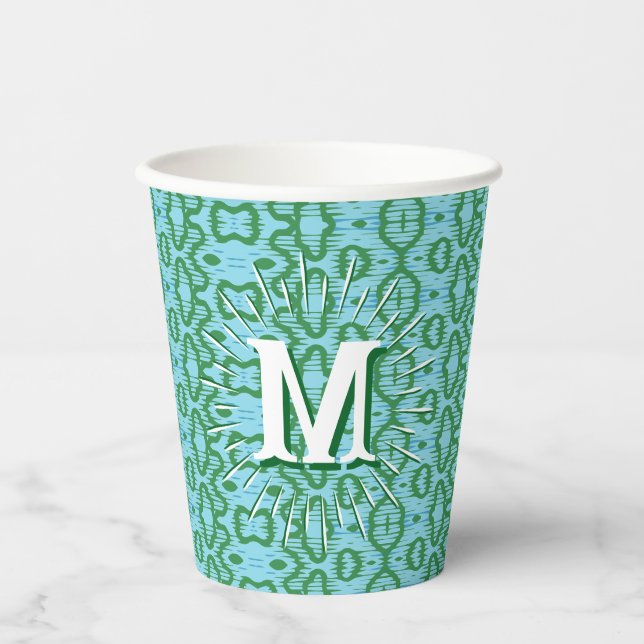 Boa Ripple in Grün + Aqua Personalisiert Pappbecher (Vorderseite)
