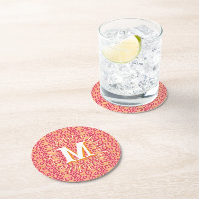 Boa Ripple in Pink + Orange Personalized Runder Pappuntersetzer (Vor Ort)