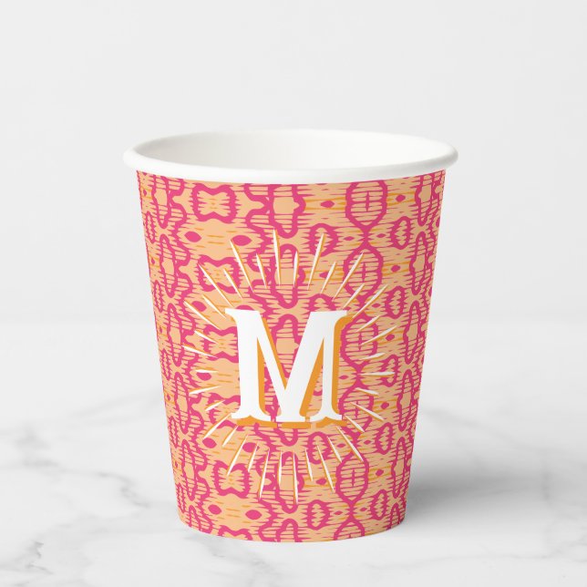 Boa Ripple in Rosa + Orange Personalisiert Pappbecher (Vorderseite)