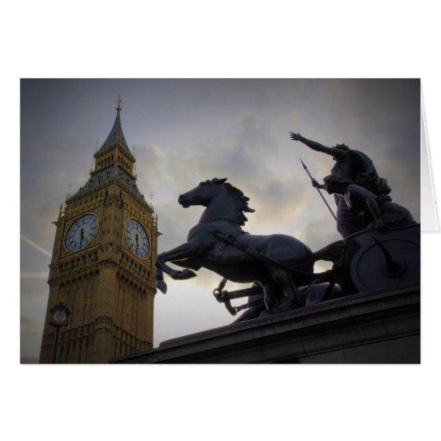 Boadicea Statue-Elizabeth Tower-London Card (Vorderseite (Horizontal))