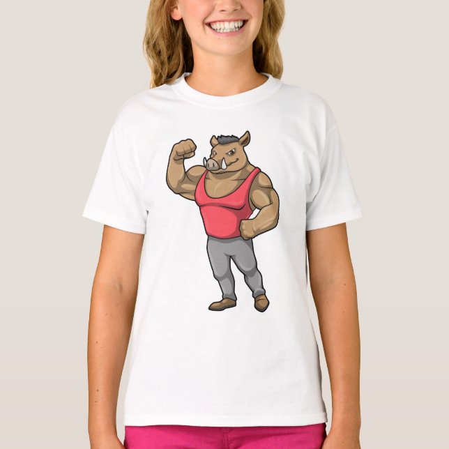 Boar Bodybuilder Bodybuilding Muskeln T-Shirt (Vorderseite)